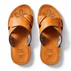 Mens Brown Leather Sandal   Cross Strap Design