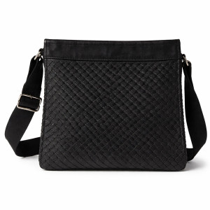 Quality Black Woven Leather Crossbody Sling Bag