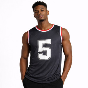 Mens  Black Sleeveless Sports Mesh Jersey