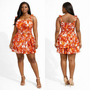 Smocked Crop Top & Flared Mini Skirt