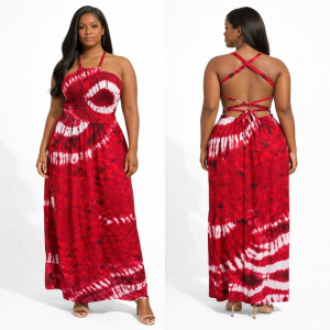 Womens Smocked Halter Maxi Dress