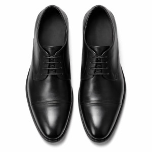 Classic Black Leather Cap Toe Oxford Shoes