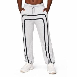 Men Drawstring Jogger Trousers with Contrast Side Lines
