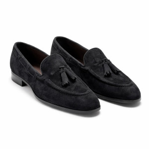 Classic Suede Tassel Loafers     Black