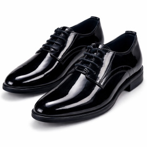 Glossy Patent Leather Lace Up Formal Shoes      Black