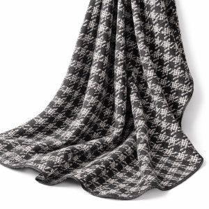 Premium Black and White Patterned Wool Blend Fabric      Textured Designer Material