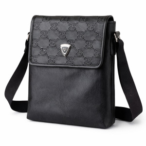 Premium Black Embossed Monogram Flap Crossbody Bag