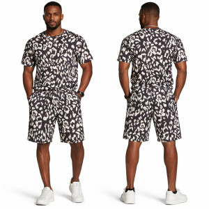 Black & White Mens Black & White Animal Print Two Piece Set Two Piece Set Casual Matching Outfit