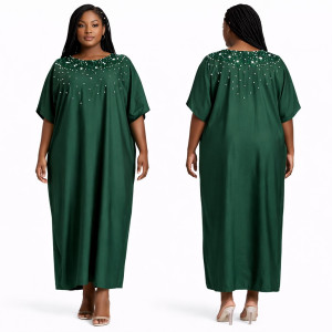Premium Emerald Green Embellished Kaftan Dress