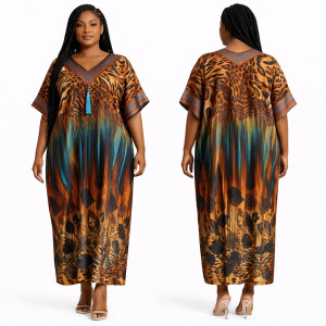 Premium Animal Print Maxi  Boubou style Kaftan Dress