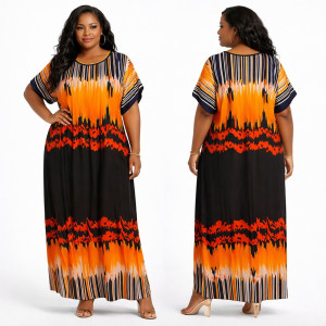 Premium Abstract Stripe multicolour Maxi Kaftan Dress