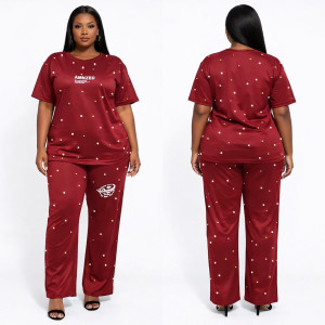 Premium Wine Polka Dot Lounge Set