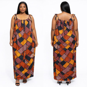 Premium Ankara Patchwork Tie strap Maxi Dress