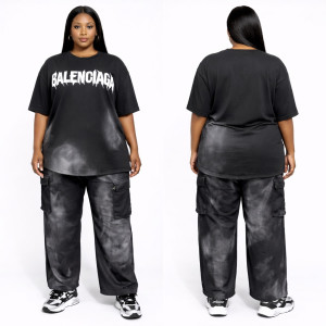Premium Black Graphic Tee and Cargo Pants Set