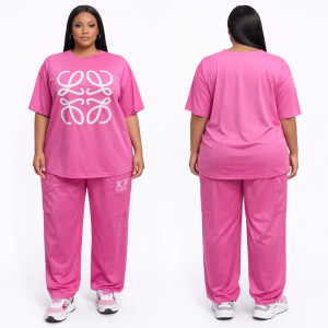 Premium Pink Graphic Tee and Cargo Pants Set