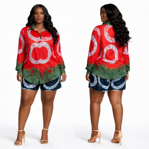 Premium Ankara Print Button Up Shirt and Shorts Two Piece Set