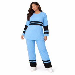 Sky Blue and Black Co Ord Set Casual Two Piece Outfit
