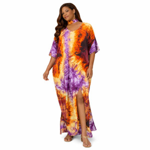 Multicolor Tie Dye Relaxed Fit Statement maxi dress
