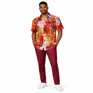 Multicolor Floral Print Shirt and Burgundy Pants Set