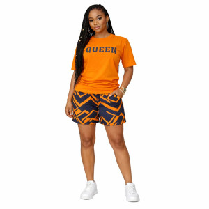 Queen Graphic Top and Patterned Shorts Set