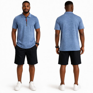 Mens Blue Casual Polo Shirt