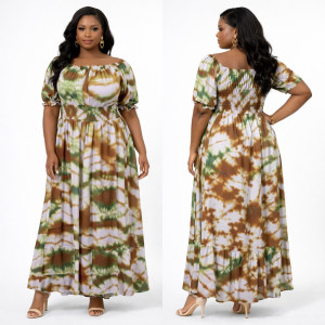 Elegant Multicolor Tie Dye Smocked Midi Dress