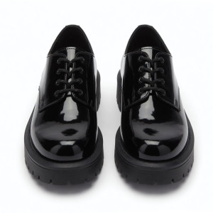 Mens Glossy Chunky Sole Lace Up Derby Shoes