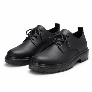 Mens Black Lace Up  Chunky Sole Casual Shoes