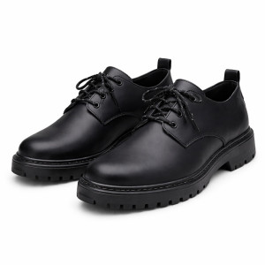 Mens Black Classic Lace Up Derby  Shoes with Chunky Sole