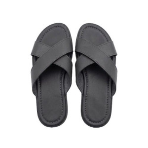 Quality Men Criss Cross Strap Leather Slide Sandals
