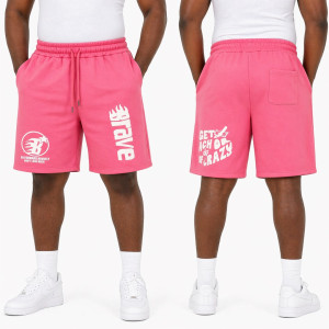 Unisex Coral Pink Graphic Sport Shorts  with  Drawstring Waist