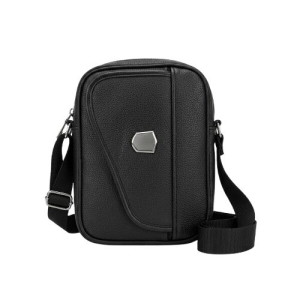 Vertical Grained Faux Leather Messenger Bag with Asymmetric Flap