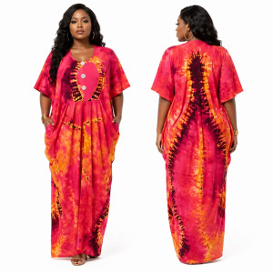 Red Tie Dye  Print  Soft Crepe Fabric