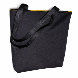 Black Tote Bag with Yellow Accent