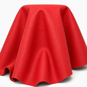 Vibrant Red Pebble Grain Synthetic Leather Fabric