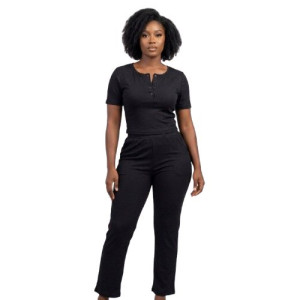 Henley Top and Straight Leg Trousers Co ord Set