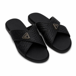 Mens Woven Cross Strap Slide Sandals