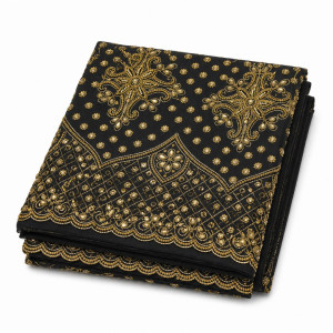 Quality Black with Gold Embroidery Indian George lace fabric