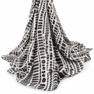 Black and White Abstract Print Fabric     Soft Flowing Patterned Fashion Material