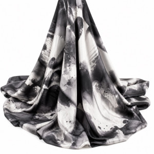Black and White Abstract Marble Print Fabric    Soft Flowing Luxury Material