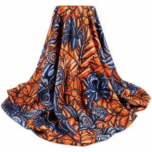 Multicolor Ankara Print Fabric    Bold Orange and Blue African Pattern Material