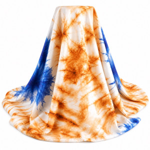 Orange and Blue Tie Dye Fabric     Soft Abstract Pattern Material