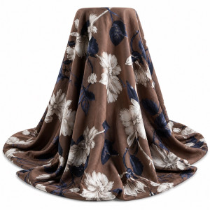 Brown Floral Print Fabric    Elegant Soft Pattern Material