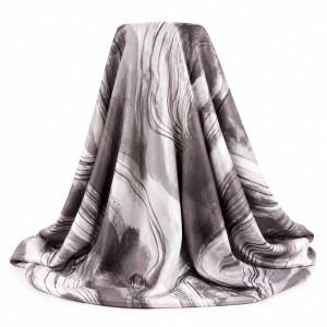 Monochrome Marble Flow Fabric     Grey Abstract Wave Pattern Material