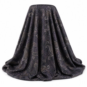 Elegant Dark Paisley Fabric       Vintage Floral Swirl Pattern Material