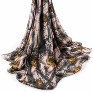 Abstract Floral Sketch Fabric   Gold Rose Artistic Print Material