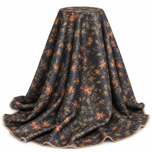 Dark Floral Printed Crepe Fabric Material
