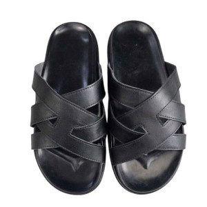 Elite Men Cross Strap Black Slippers