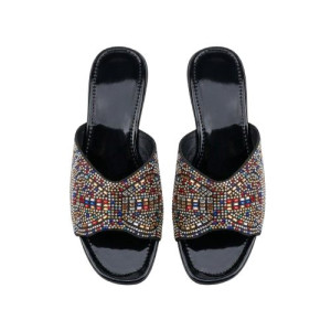 Embellished Multi Color Rhinestone Wedge Slide