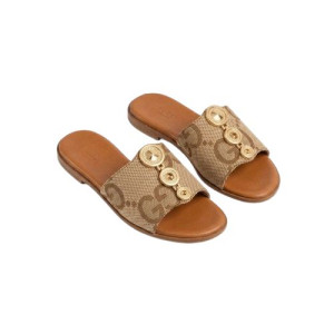 Embellished Monogram Flat Slide Sandals
